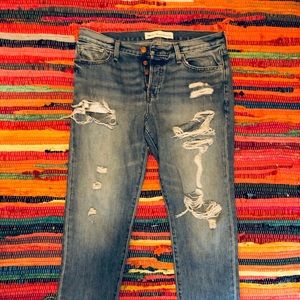 GAP Boyfriend Distressed Ripped Jeans 28 TALL